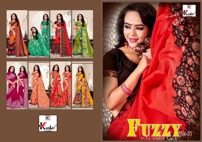 Fuzzy 31 Casual Regular Wear Printed Designer 	Renial Saree Collection
